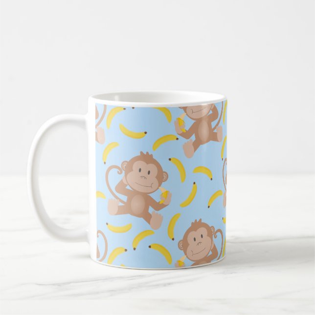 Monkey Eating Banana Blue Coffee Mug (Left)