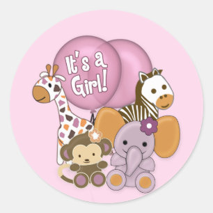 Monkey Elephant Baby Shower CJ-O Sticker Seal