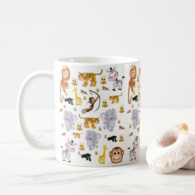 Monkey Elephant Tiger Mug (With Donut)