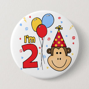 Monkey Face  2nd Birthday 7.5 Cm Round Badge