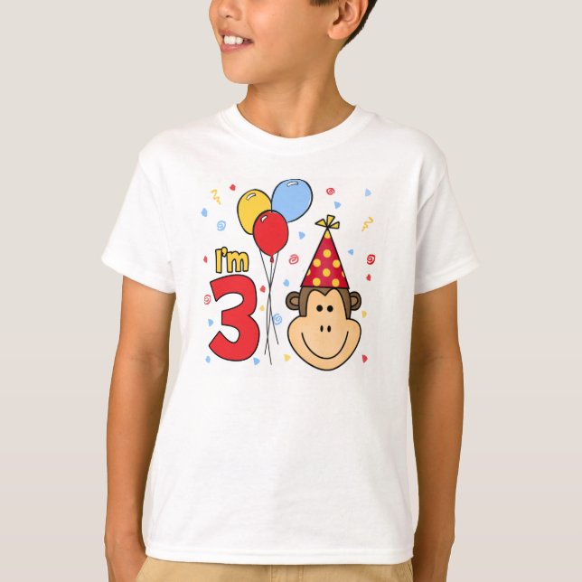 Monkey Face 3rd Birthday T-Shirt (Front)