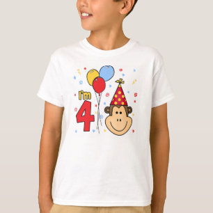 Monkey Face 4th Birthday T-Shirt
