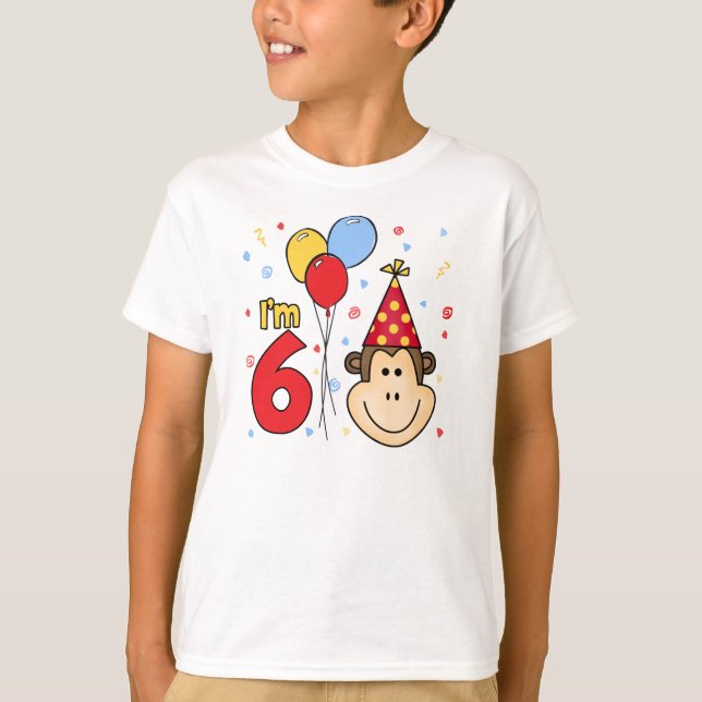 Monkey Face  6th Birthday T-Shirt (Front)