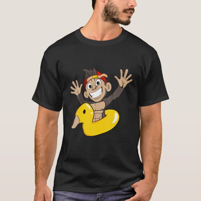 Monkey Floating Hoop Duck T-Shirt (Front)