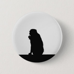 Monkey flossing silhouette photo 6 cm round badge