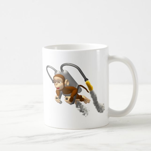 Monkey Flying With Jetpack Coffee Mug (Right)