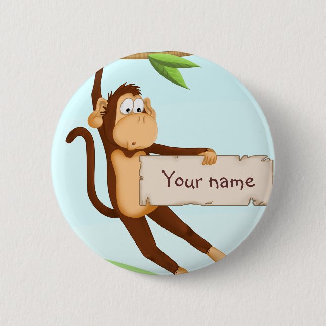 Monkey for children 6 cm round badge (Front)