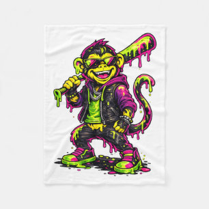 Monkey Funny Animals Baseball Drip Kids Youth Boys Fleece Blanket