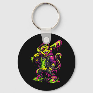 Monkey Funny Animals Baseball Drip Kids Youth Boys Key Ring