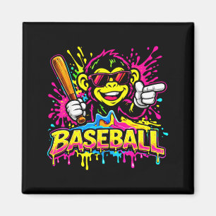 Monkey Funny Animals Baseball Drip Kids Youth Boys Magnet