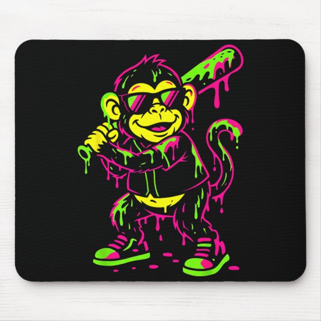 Monkey Funny Animals Baseball Drip Kids Youth Boys Mouse Pad (Front)