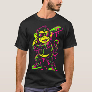 Monkey Funny Animals Baseball Drip Kids Youth Boys T-Shirt