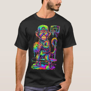 Monkey Funny Animals Basketball Drip Kids Youth T-Shirt