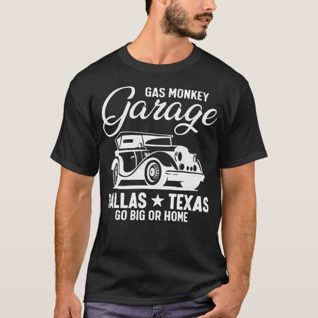 Monkey Garage Gas Station Blood Sweat And Beers T-Shirt (Front)