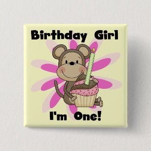 Monkey Girl 1st Birthday Tshirts and Gifts 15 Cm Square Badge