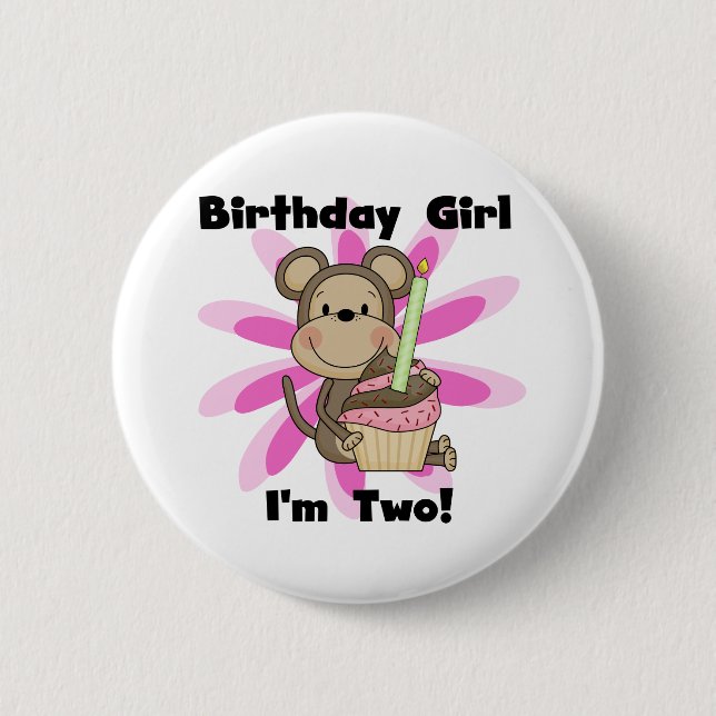 Monkey Girl 2nd Birthday Tshirts and Gifts 6 Cm Round Badge (Front)