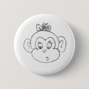 Monkey Girl 6 Cm Round Badge