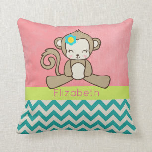 Monkey Girl Cartoon Cute And Kawaii Personalised Cushion