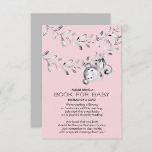 Monkey Girls Baby Shower Book for Baby Card