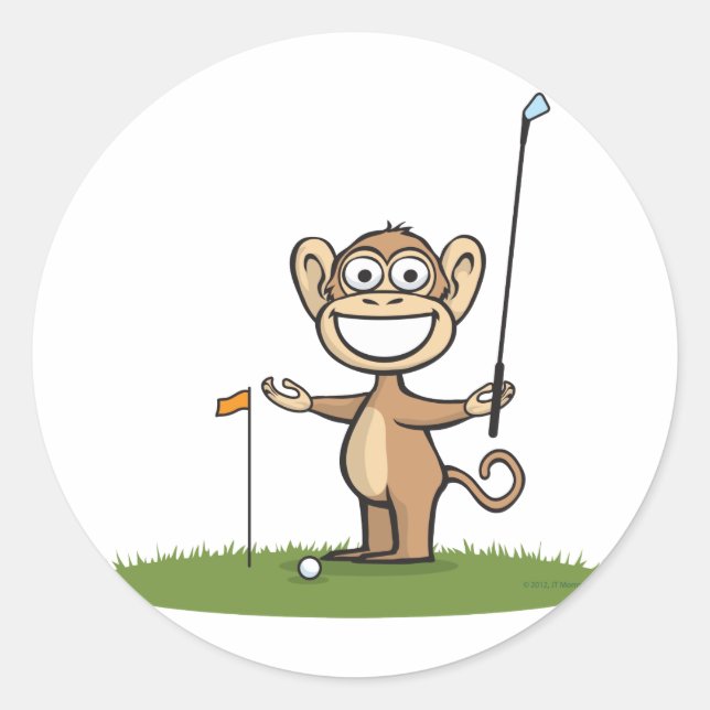 Monkey Golf Classic Round Sticker (Front)