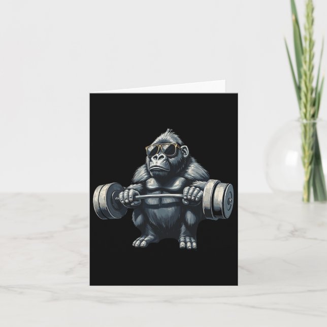 Monkey Gorilla Bodybuilding Muscles Fitness Gym  Card (Front)