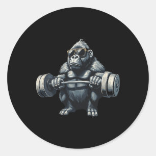 Monkey Gorilla Bodybuilding Muscles Fitness Gym Classic Round Sticker