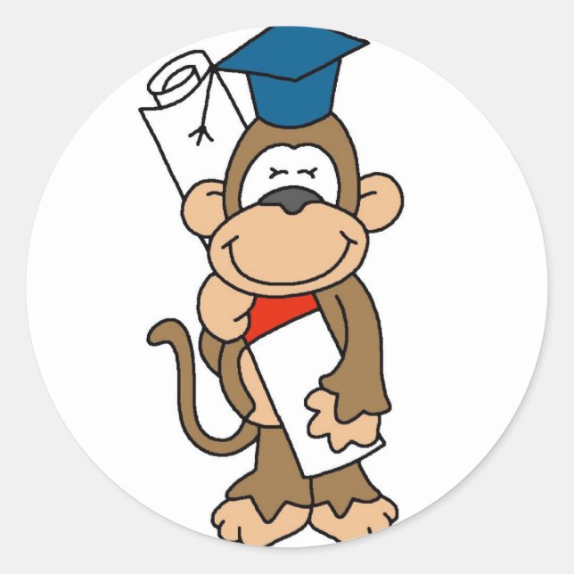 Monkey Graduate Tshirts and Gifts Classic Round Sticker (Front)