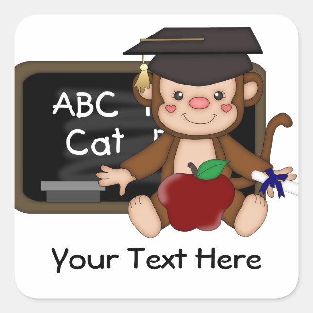 Monkey Graduation 1 (Customisable) Square Sticker (Front)