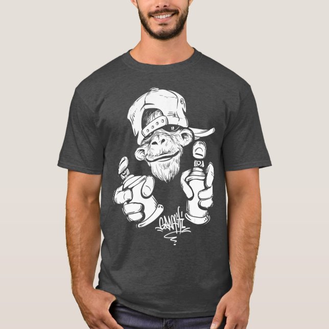 Monkey Graffiti Hip Hop Rap Music Ape Graphic T-Shirt (Front)