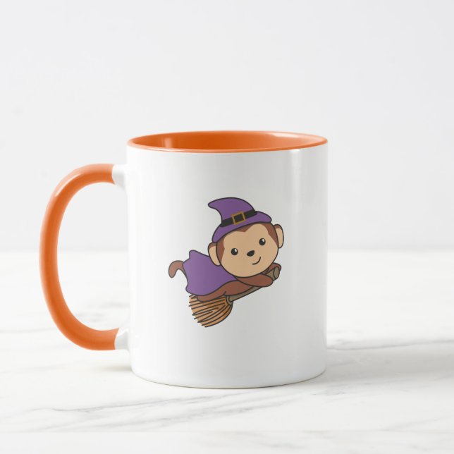 Monkey Halloween Witch Kids Witch Costume Mug (Left)