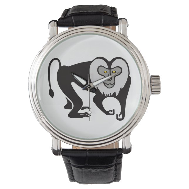 Monkey - Hand drawn  MACAQUE -Endangered animal -  Watch (Front)