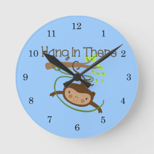 Monkey Hang in There Round Clock