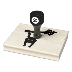 monkey hanging green tree rubber stamp