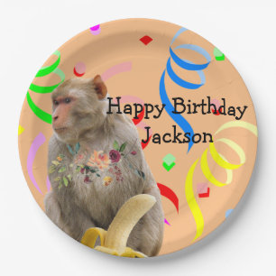 Monkey Happy Birthday Paper Plates