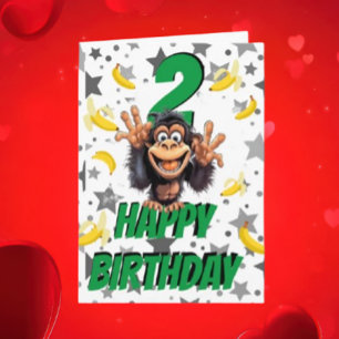 Monkey Happy Birthday White Card