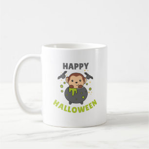 Monkey Happy Halloween Cauldron Bat Coffee Mug
