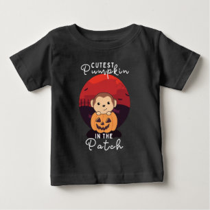 Monkey Happy Halloween Cutest Pumpkin In The Patch Baby T-Shirt