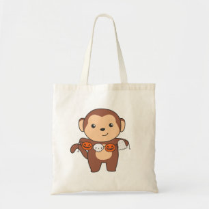 Monkey Happy Halloween Pumpkin Bat Costume Tote Ba Bag