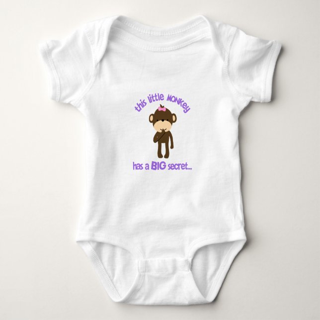 Monkey Has A Secret Big Sister Baby Bodysuit (Front)