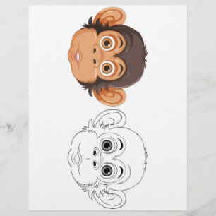 Monkey head colouring page