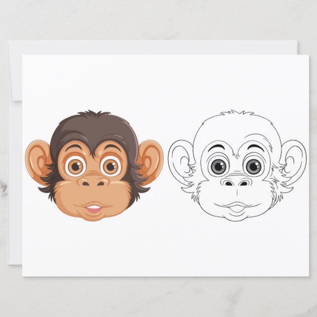 Monkey head  colouring page (Front)
