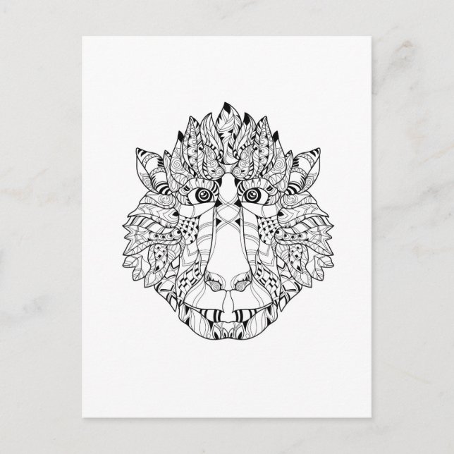 Monkey Head Doodle Postcard (Front)