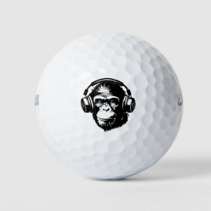 MONKEY HEADPHONES FUNNY GOLF BALL