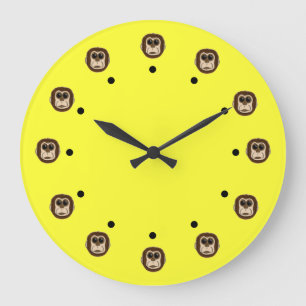 Monkey Heads Large Clock