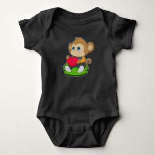 Monkey Heart Balloon Baby Bodysuit