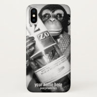 MONKEY HOLDING BOTTLE BLACK WHITE PHOTOGRAPHY