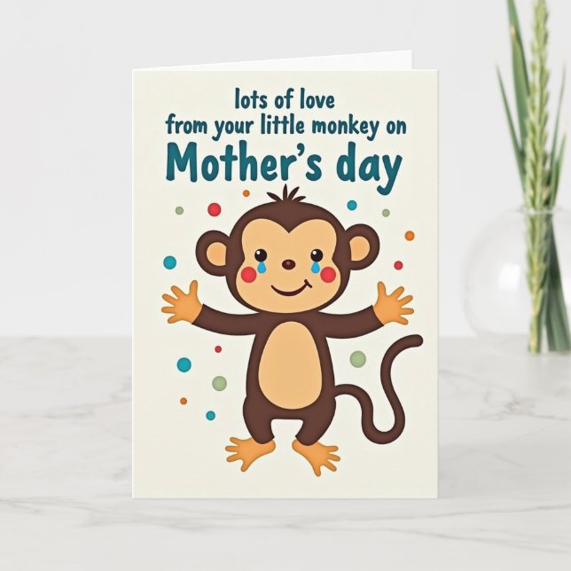 Monkey Hug Mothers Day Card (Front)