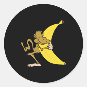 monkey hugging banana classic round sticker