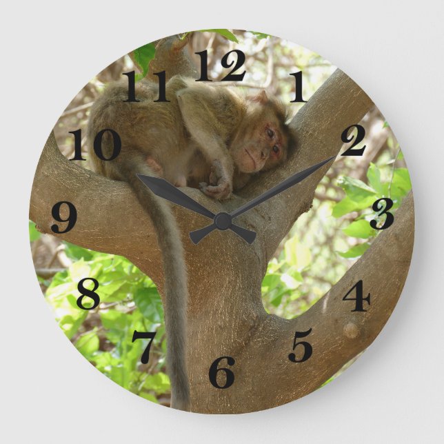 Monkey - I am sooo tired Large Clock (Front)