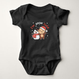 Monkey I Love You Snow Much Snowman Pun Baby Bodysuit